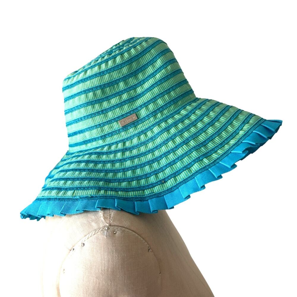 Betmar Espanola Way Ribbon Sun Hat in Turquoise and Green Packable